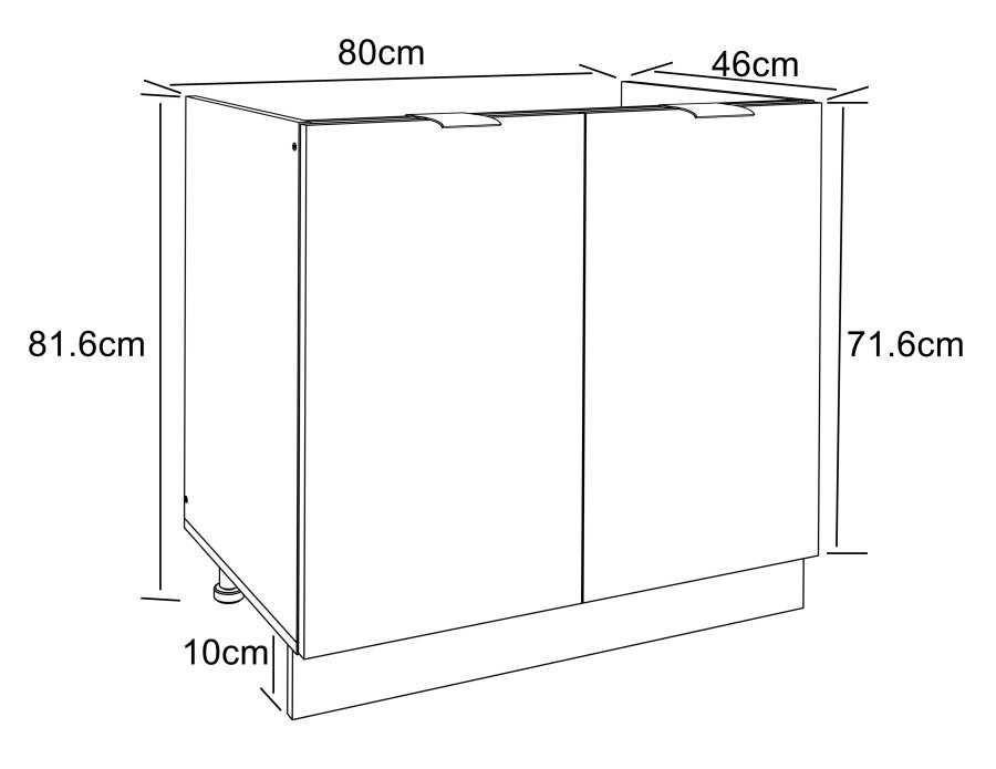 VCM NORDIC Fasola Küchenunterschrank für Spüle, m. 2 Türen - Holz weiß (B:80)