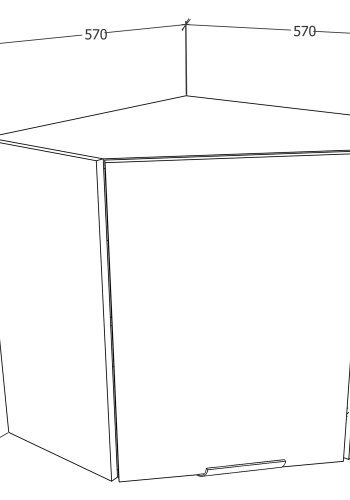 VCM NORDIC Fasola Küchen-Eckwandschrank, m. 1 Tür und 1 Einlegeboden - Anthrazitgrau/Weiß Holz (B:57)