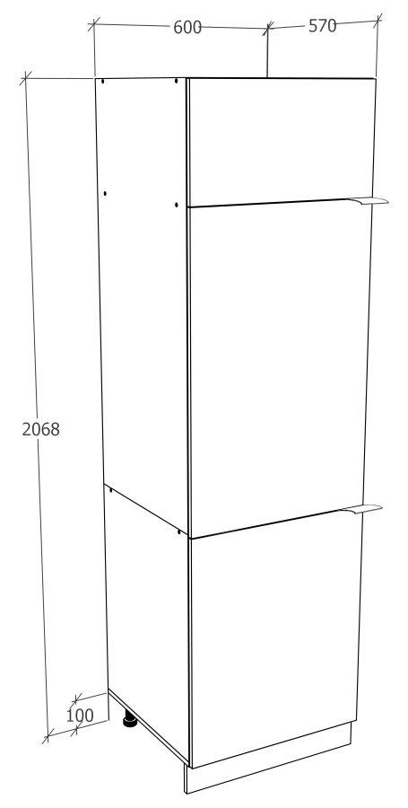 VCM NORDIC Fasola Küchen-Hochschrank, mit 3 Türen und 4 Einlegeböden - Holz natur/weiß (B:60)