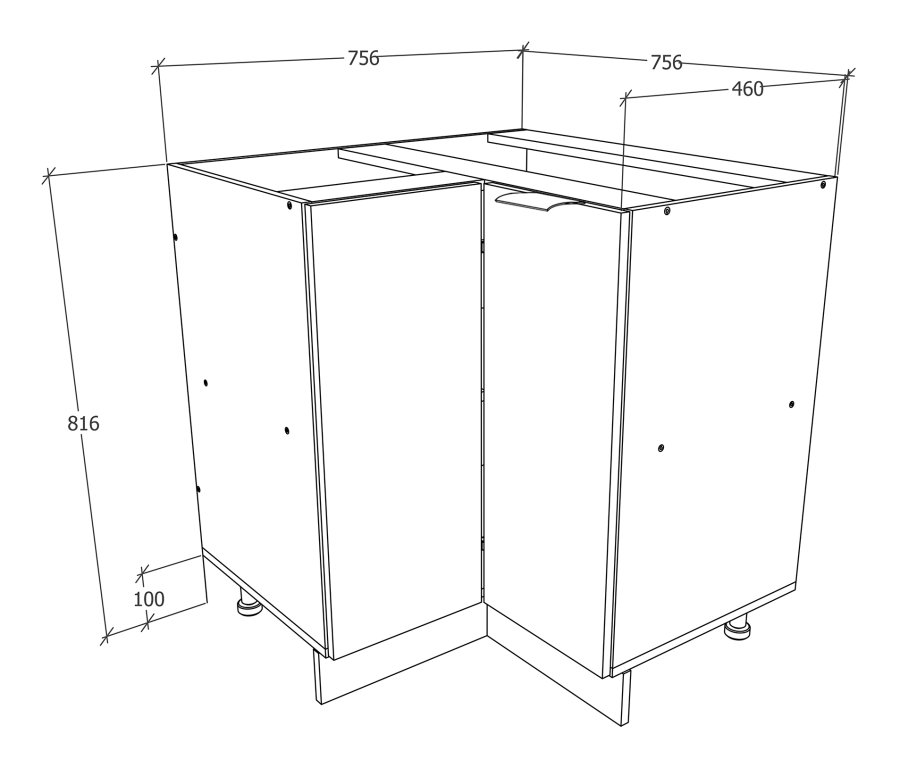 VCM NORDIC Fasola kjkken hjrne underskap, m. 1 dr, 1 hylle - antrasittgr/hvit tre