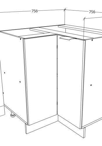 VCM NORDIC Fasola Küchen-Eckunterschrank, m. 1 Tür, 1 Einlegeboden - Holz natur/weiß