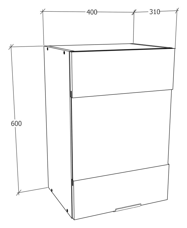 VCM NORDIC Fasola Küchen-Hängeschrank, m. 1 Glastür und 1 Einlegeboden - Holz weiß (B:40)