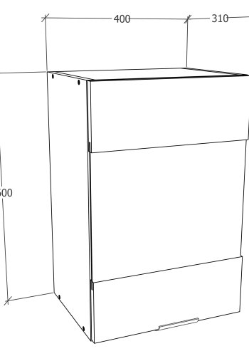 VCM NORDIC Fasola Küchen-Hängeschrank, m. 1 Glastür und 1 Einlegeboden - Holz natur/weiß (B:40)