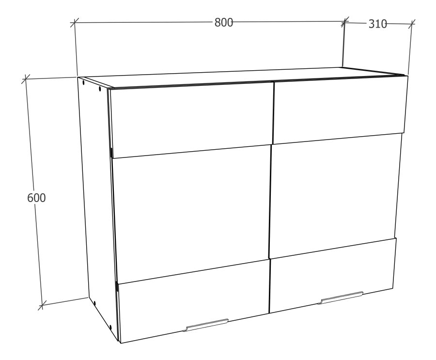 VCM NORDIC Fasola Küchen-Hängeschrank, m. 2 Glastüren und 1 Einlegeboden - Holz weiß (B:80)