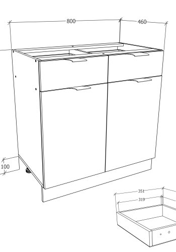 VCM NORDIC Fasola Küchenunterschrank, m. 2 Türen, 1 Schublade, 1 Einlegeboden - Holz natur/weiß (B:80)