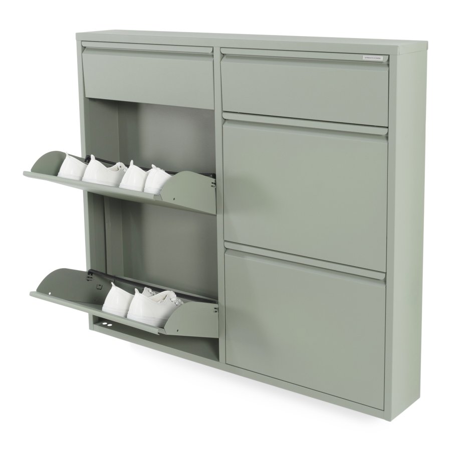 SPINDER DESIGN BILLY 6 skoskap, m. 6 drer - stvete grnt stl