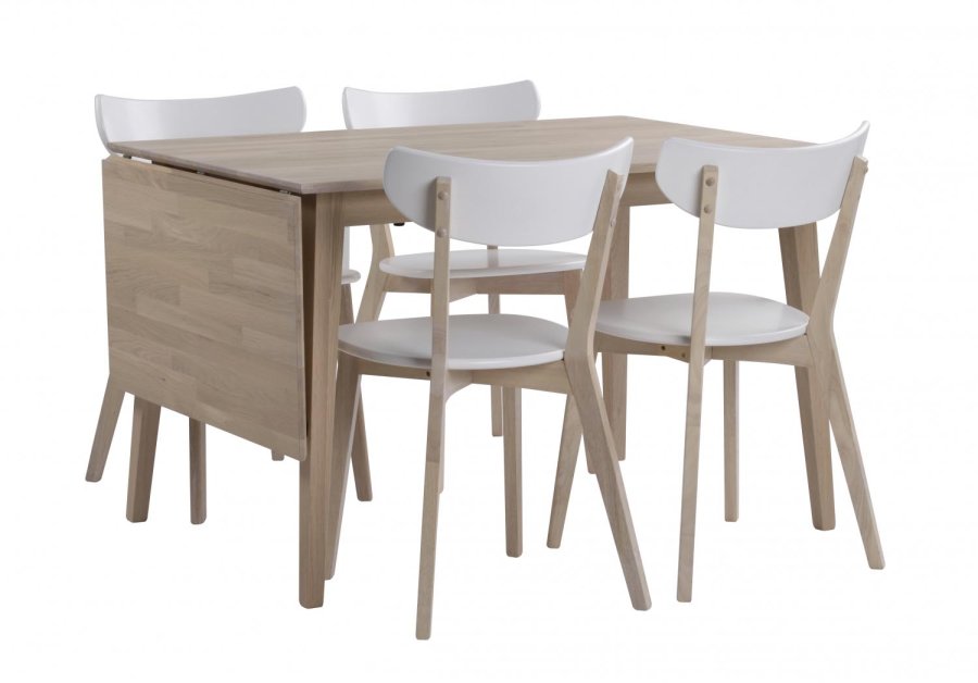ROWICO Filippa spisebord - hvidolieret eg m. klap (80x120+45)  