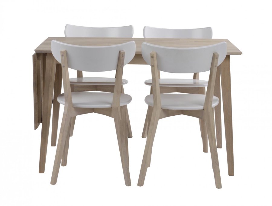 ROWICO Filippa spisebord - hvidolieret eg m. klap (80x120+45)  