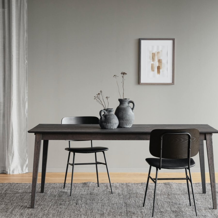 ROWICO rektangulr Filippa spisebord m. udtrk - mrkebrun eg (180x90)