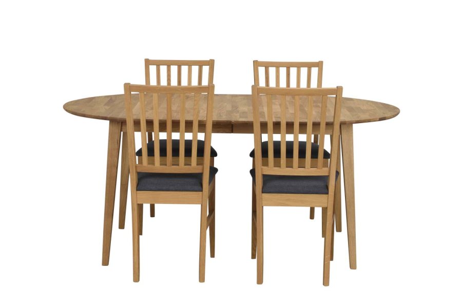 ROWICO Filippa spisebordsstol - olieret eg, gr stofhynde