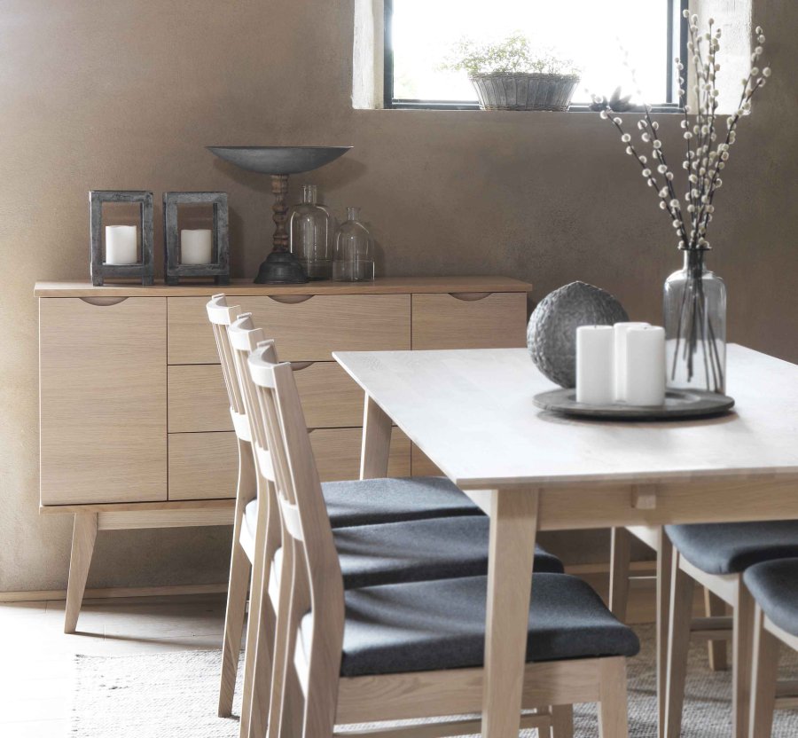 ROWICO Filippa sknk, m. 2 lger og 3 skuffer - hvidolieret egefinér og eg