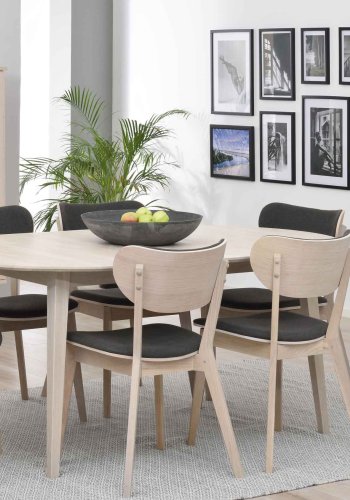 ROWICO Filippa vitrineskab - hvidolieret eg, m. 2 glaslger og 2 skuffer 