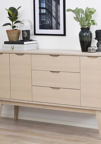 ROWICO Filippa sknk, m. 3 lger og 3 skuffer - hvidpigmenteret egefinér og eg