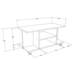 VCM NORDIC Findalo TV-bord, m. 4 rum og hjul - hvid tr� (80x40) -  VCM Nordic