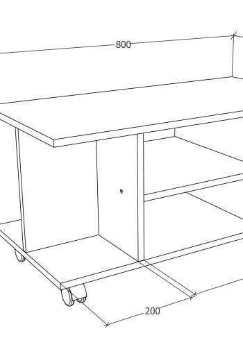 VCM NORDIC Findalo TV-Tisch, m. 4 Fächern und Rollen - Holz weiß (80x40)