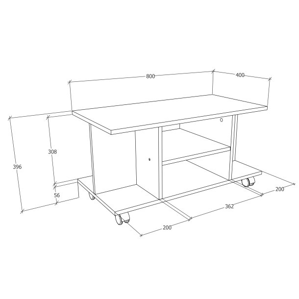VCM NORDIC Findalo TV-bord, m. 4 rum og hjul - hvid tr� (80x40) -  VCM Nordic