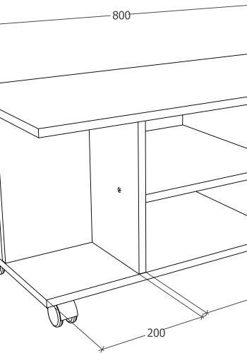 VCM NORDIC Findula Couchtisch, m. 6 Fächern und Rollen - Naturholz (80x40)