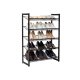 SONGMICS 5-lags skohylde i metalnet med flade, vinklede hylder, stor stabelbar og justerbar st�vleopbevaring i gangenskab LMR005B, sort