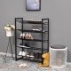 SONGMICS 5-lags skohylde i metalnet med flade, vinklede hylder, stor stabelbar og justerbar st�vleopbevaring i gangenskab LMR005B, sort