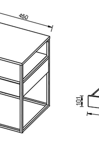 VCM NORDIC Flokas M Nachttisch, m. 1 offenem Fach und 1 Schublade - Weißmetall (45x40)