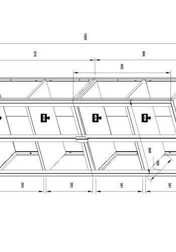 VCM NORDIC Floka XXL Vitrine, mit 2 Türen und 3 Einlegeböden - Glas und schwarzer Stahl