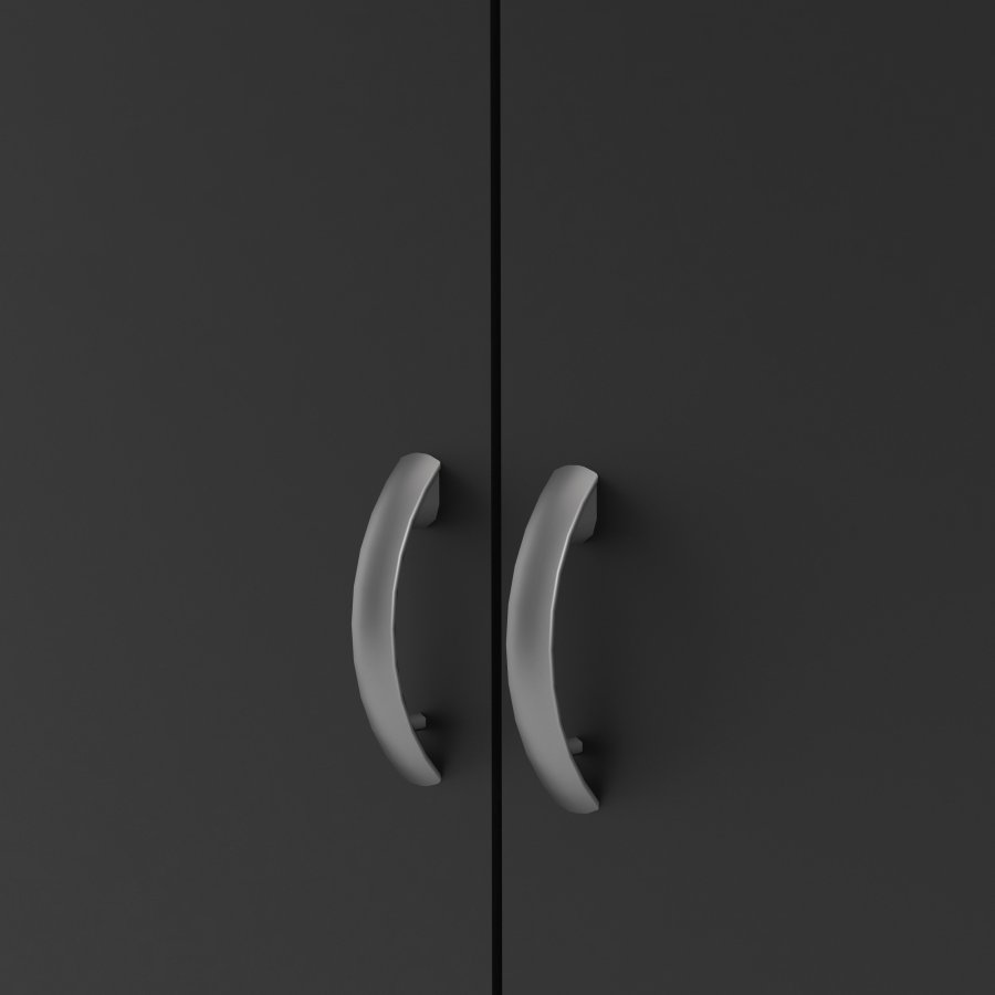 TVILUM Focus Kleiderschrank, mit 2 Türen und 5 Einlegeböden – mattschwarze Folie/Spanplatte