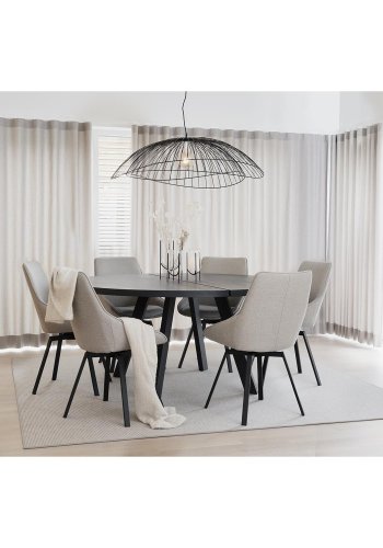 ROWICO rundt Fred spisebord - svart ask og svart metall (160)