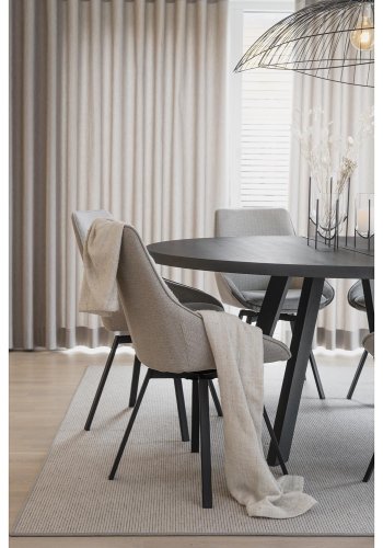 ROWICO rundt Fred spisebord - svart ask og svart metall (160)