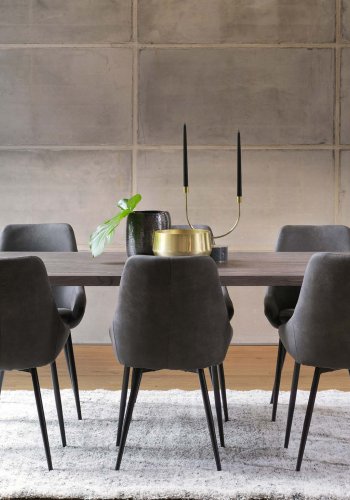 ROWICO Fred plankebord - mrk brun eik og svart metall (240x100) 