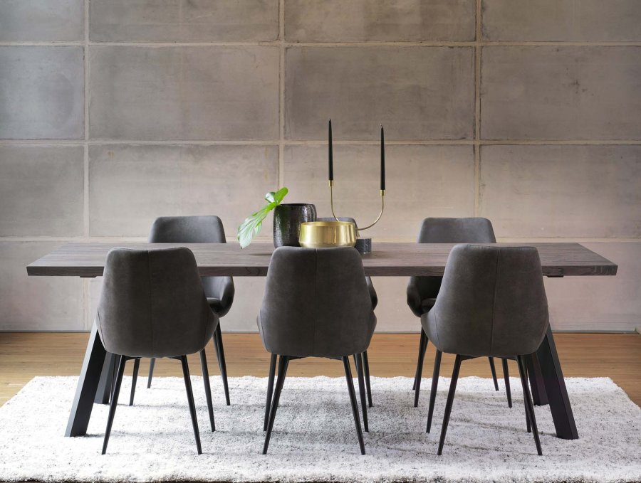 ROWICO Fred plankebord - mrk brun eik og svart metall (240x100) 