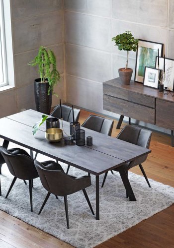 ROWICO Fred plankebord - mrk brun eik og svart metall (240x100) 