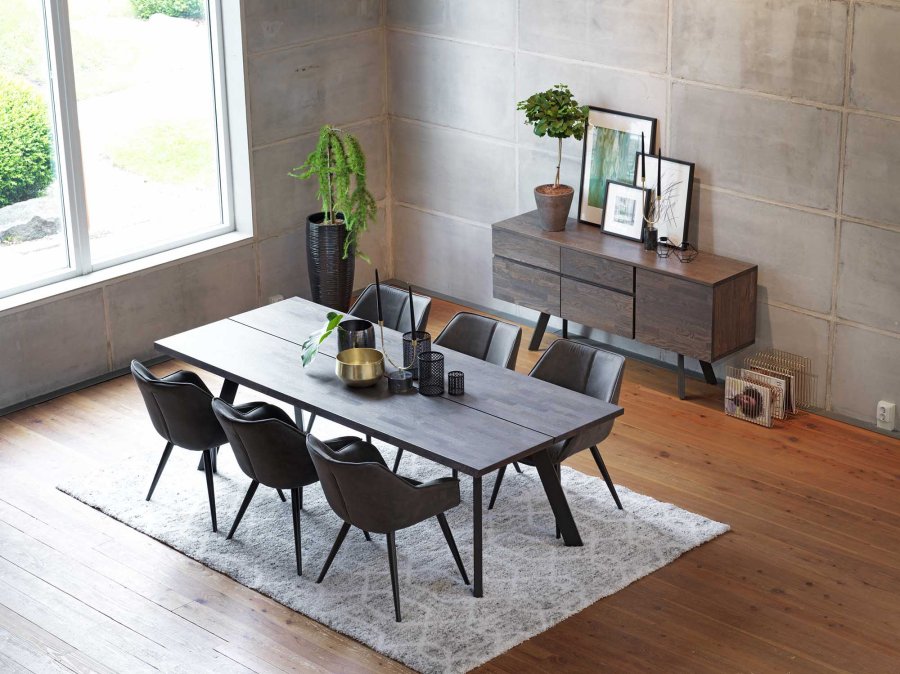 ROWICO Fred plankebord - mrk brun eik og svart metall (240x100) 