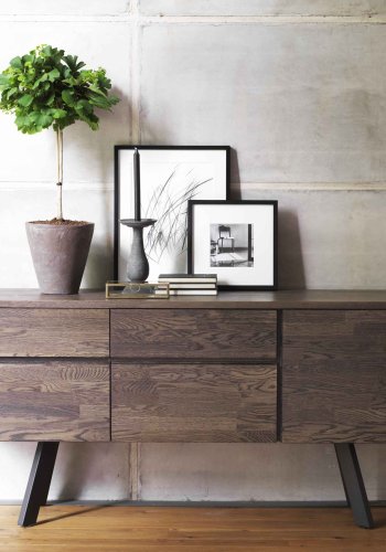 ROWICO Fred Sideboard - Eiche dunkelbraun, mit 2 Schubladen und 3 Türen 