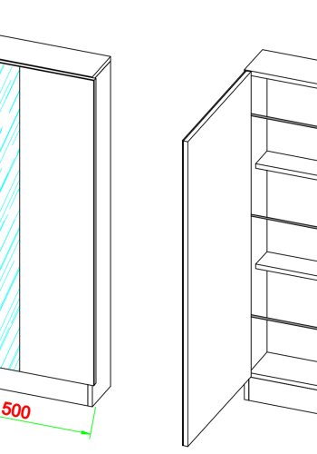 VCM NORDIC Fulisa Schuhschrank, mit Spiegel an der Tür, 2 Einlegeböden – anthrazitgraues Holz