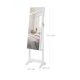 SONGMICS Smykkeskap, Speilskap, St�ende Speil, Helfigursspeil, L�sbar Smykkearrang�r, Gaveid&eacute;, Hvit JJC69WT