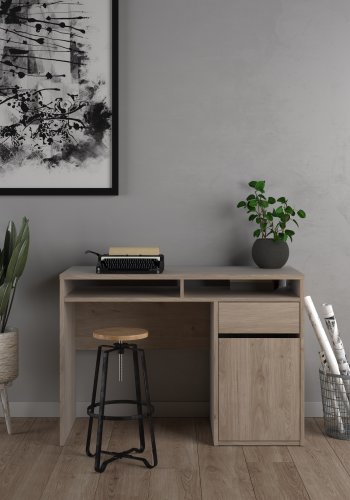 TVILUM Function Plus Schreibtisch, m. 1 Tür, 1 Schublade, 2 Fächer - Naturfolie/Spanplatte (110,2x48,2)