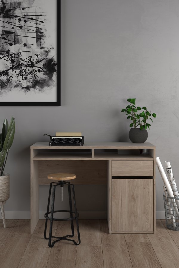 TVILUM Function Plus Schreibtisch, m. 1 Tür, 1 Schublade, 2 Fächer - Naturfolie/Spanplatte (110,2x48,2)