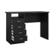 TVILUM Function Plus Schreibtisch, mit 1 Fach und 4 Schubladen – MDF aus schwarzer Esche (110 x 48,5)