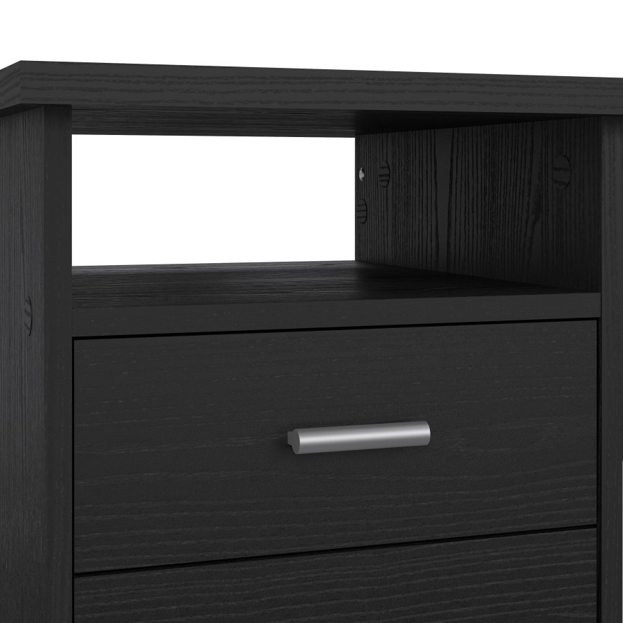TVILUM Function Plus Schreibtisch, mit 1 Fach und 4 Schubladen – MDF aus schwarzer Esche (110 x 48,5)