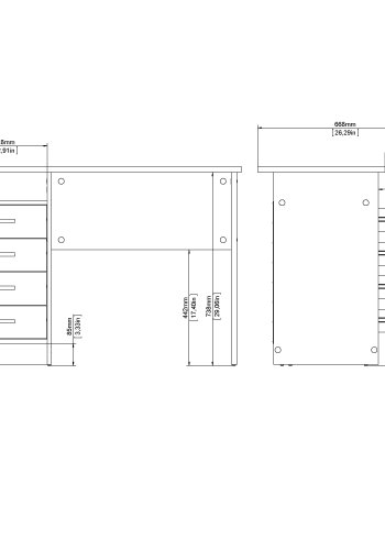 TVILUM Function Plus Schreibtisch, mit 1 Fach und 4 Schubladen – MDF aus schwarzer Esche (110 x 48,5)