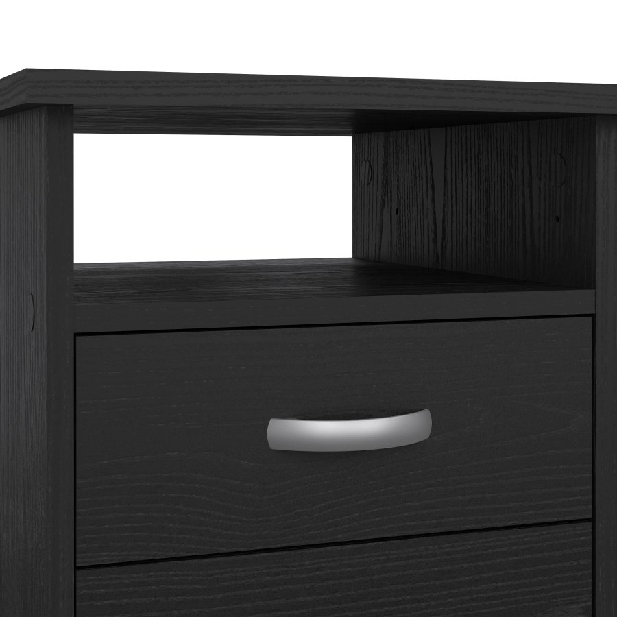 TVILUM Function Plus Schreibtisch, mit 1 Fach und 5 Schubladen – MDF aus schwarzer Esche (109,3 x 48,5)