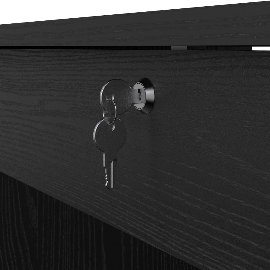 TVILUM Function Plus Schreibtisch, mit 1 Fach und 5 Schubladen – MDF aus schwarzer Esche (109,3 x 48,5)