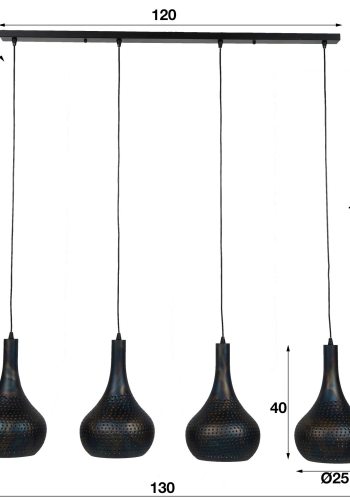 FURBO taklampe, m. 4 lamper - gr jern