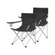 SONGMICS campingstol, med armlener, koppholder, sammenleggbar - svart stoff og st�l (sett med 2)