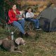 SONGMICS campingstol, med armlener, koppholder, sammenleggbar - svart stoff og st�l (sett med 2)