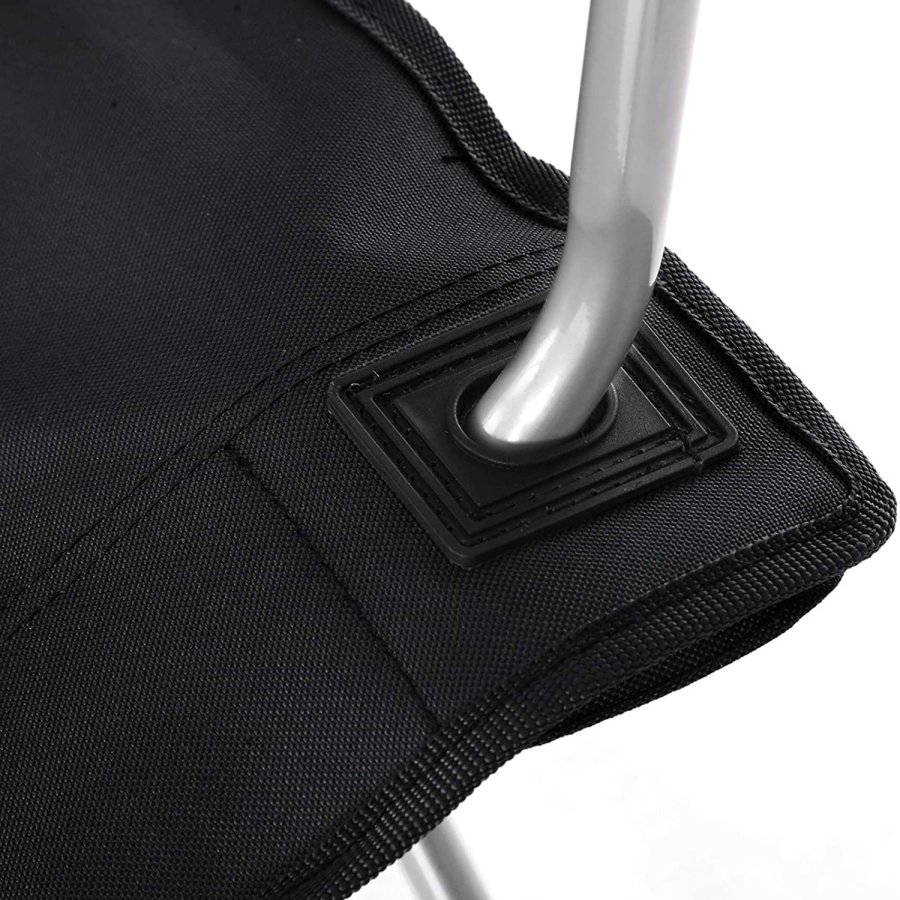 SONGMICS campingstol, med armlener, koppholder, sammenleggbar - svart stoff og st�l (sett med 2)
