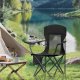 SONGMICS �ndbare Campingstole, Sammenklappelige Udend�rsstole S�t med 2, H�j Ryg, Justerbare Arml�n, Drikkeholder, V�gtkapacitet 147 kg, Til Sportshave Bagg�rd, Bl�ksort UGCB028B02