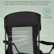 SONGMICS �ndbare Campingstole, Sammenklappelige Udend�rsstole S�t med 2, H�j Ryg, Justerbare Arml�n, Drikkeholder, V�gtkapacitet 147 kg, Til Sportshave Bagg�rd, Bl�ksort UGCB028B02