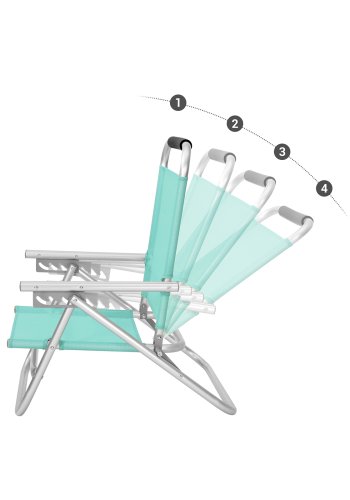 SONGMICS GCB065C01 b�rbar strandstol, m. arml�n, 4 pos. rygl�n, sammenklappelig - gr�n stof og aluminium