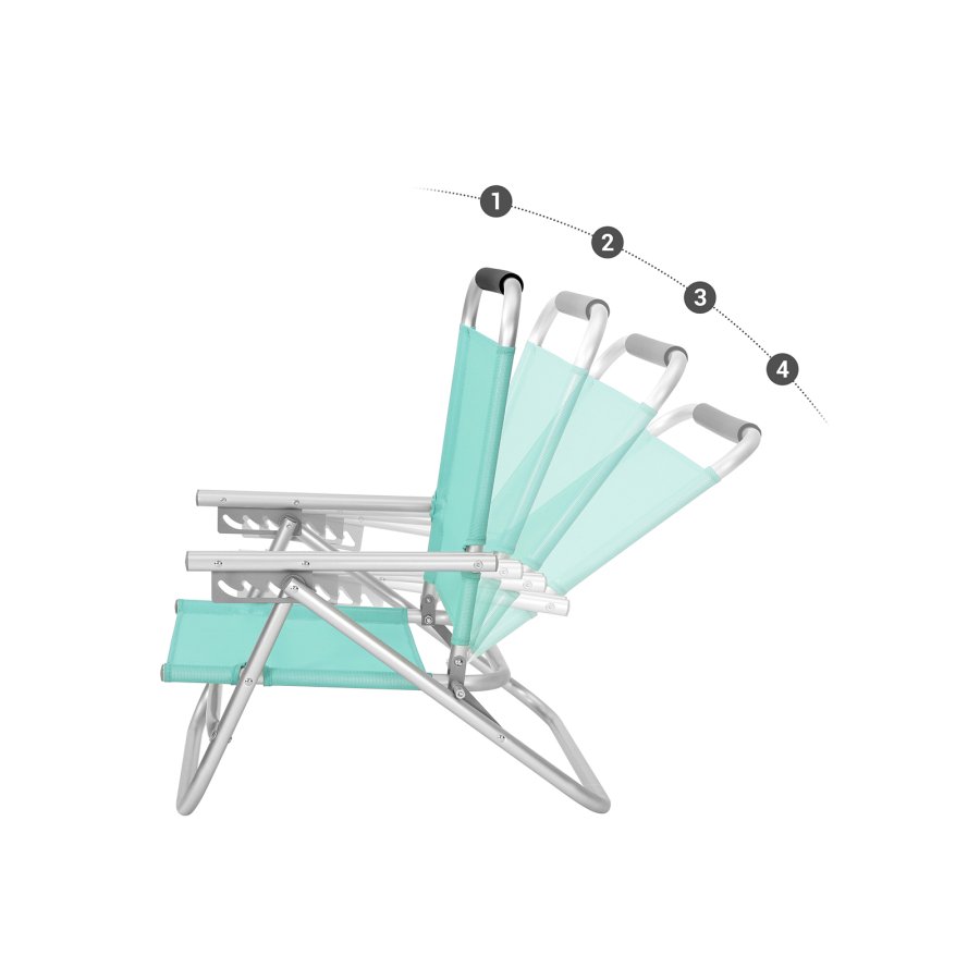 SONGMICS GCB065C01 b�rbar strandstol, m. arml�n, 4 pos. rygl�n, sammenklappelig - gr�n stof og aluminium